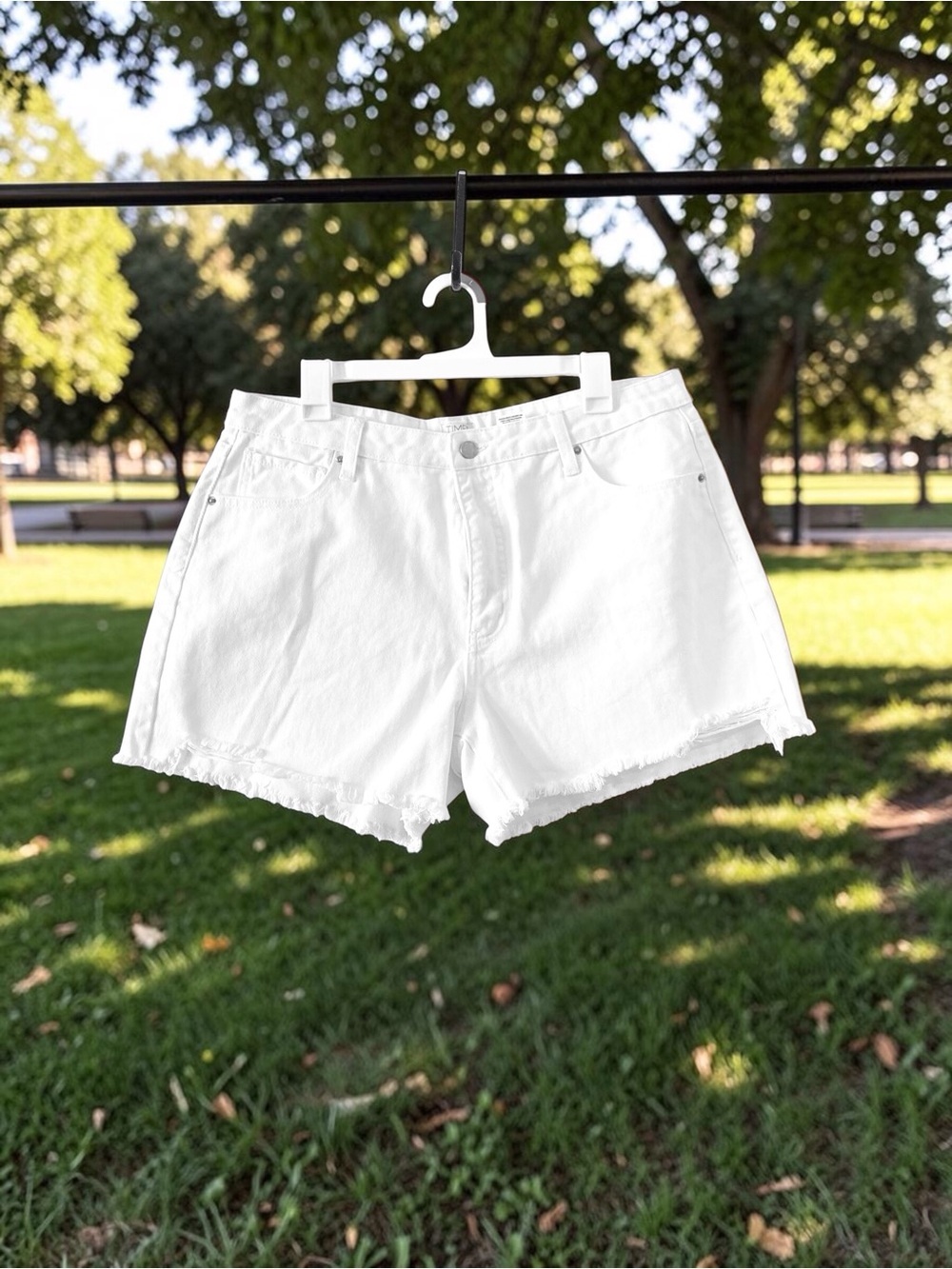 White Distressed Denim Shorts | Size 14 | Like New